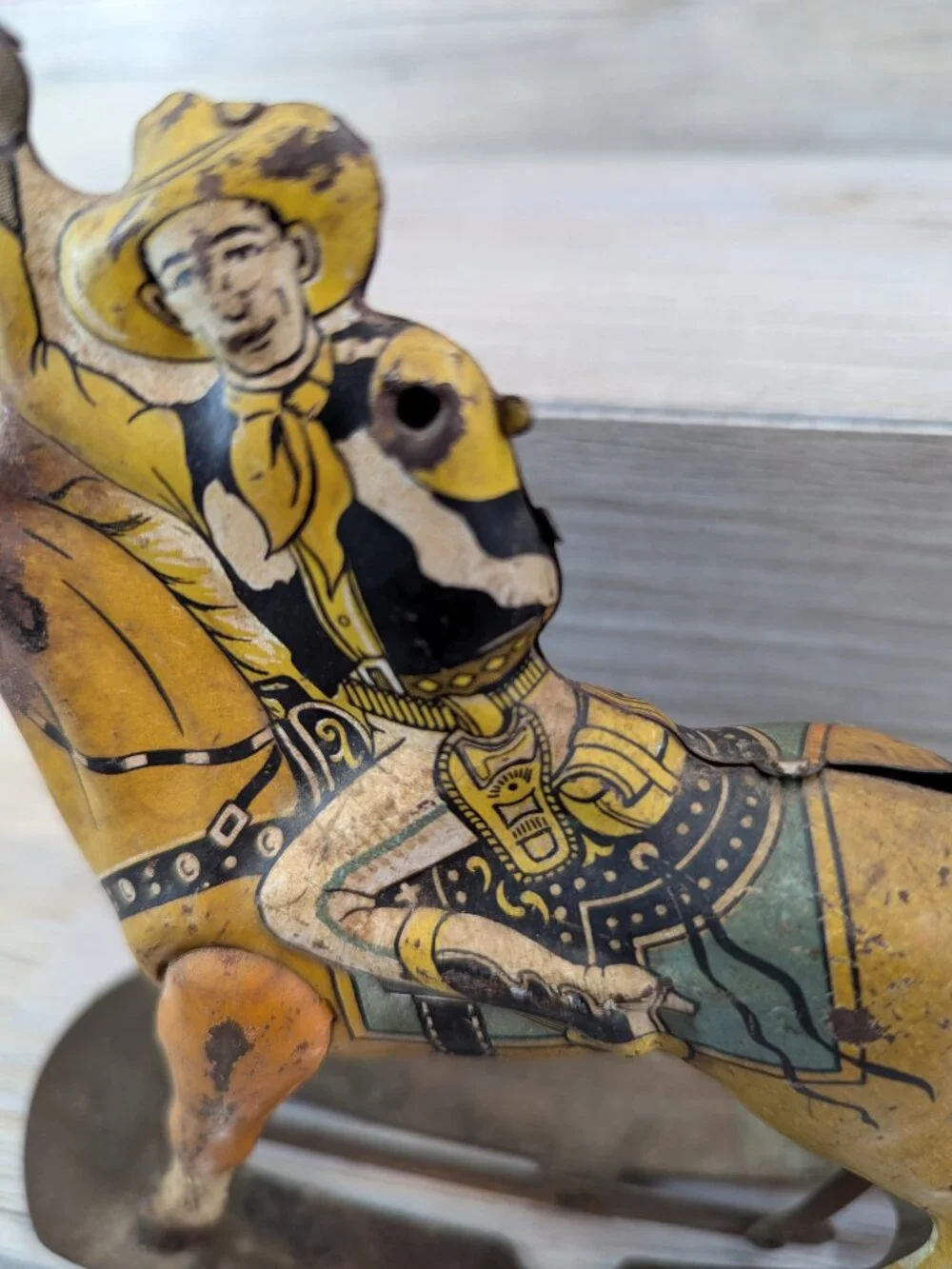 Marx Toys Tin Roy Rogers & Trigger Wind Up Toy Rocking Horse Missing Parts Works